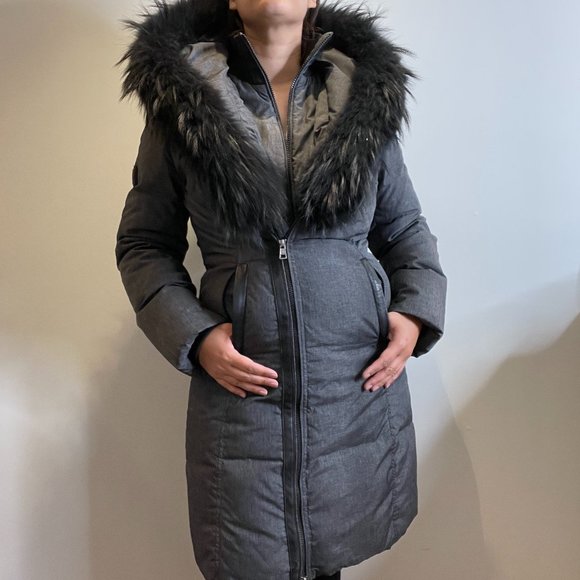 Grey Ookpik Winter Jacket w/ Racoon Fur Trim -M- - Picture 1 of 16